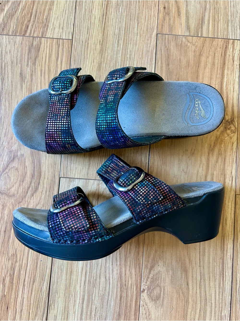 Dansko Multi-Color Buckle Slide Sandals